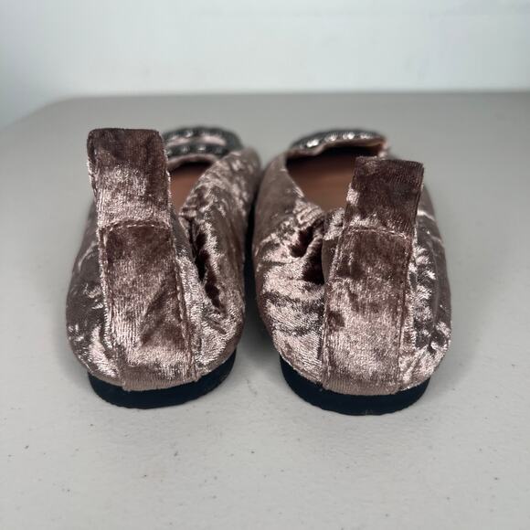 Linea Paolo Mauve Taupe Velvet Marie Buckle Flats 7.5 - Picture 5 of 7
